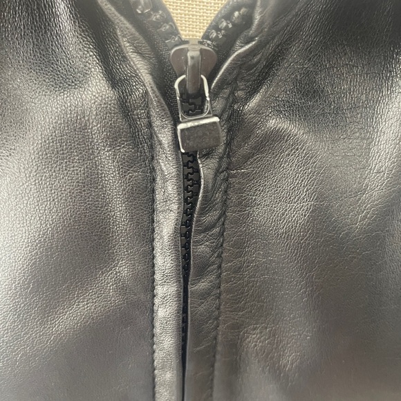 Brisa Collection Women's Black Leather Coat with Faux Fur Collar - Picture 6 of 12